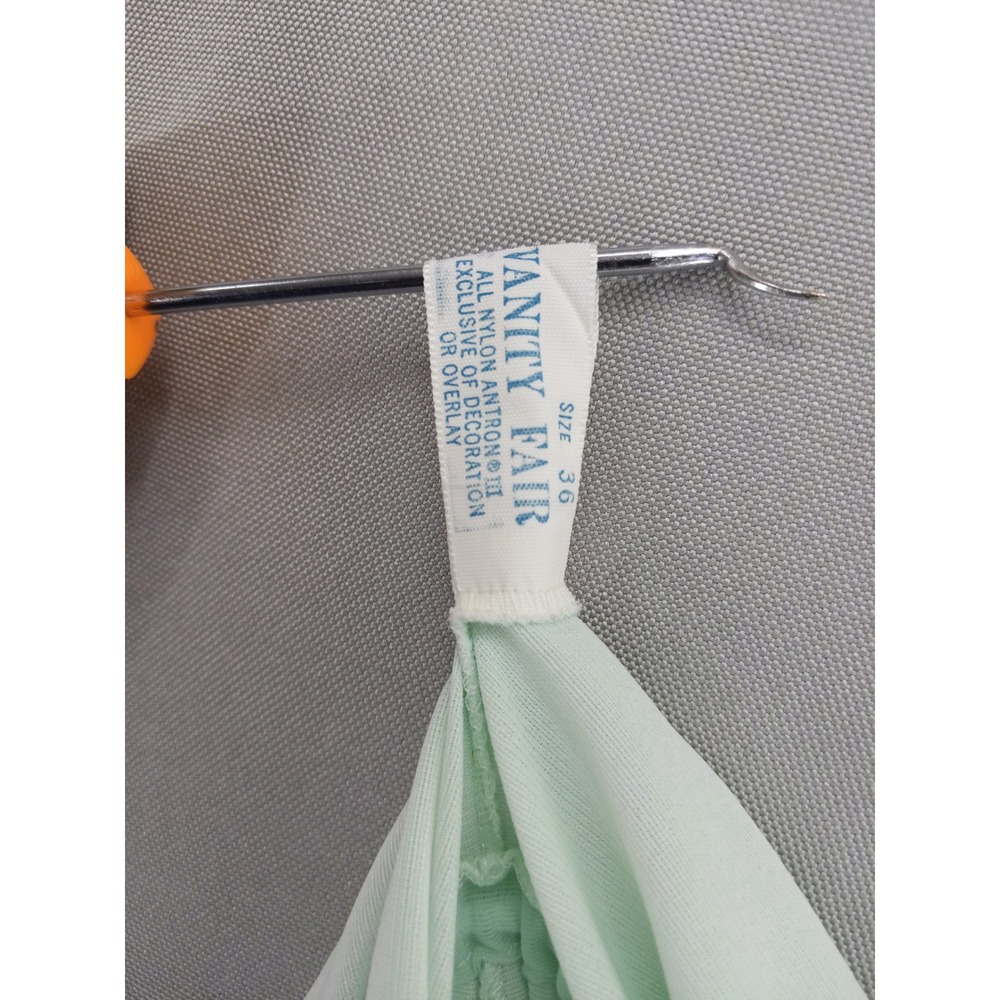 Vintage‎ Vanity Fair Robe Sz L 36 Mint Green Lace Trim Long Sleeve Button Front - Picture 9 of 11